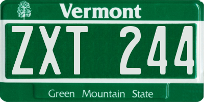 VT license plate ZXT244