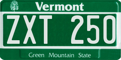 VT license plate ZXT250