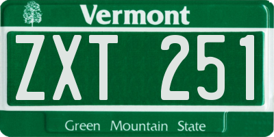 VT license plate ZXT251