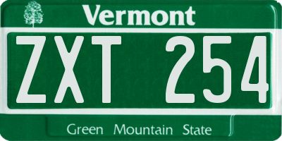 VT license plate ZXT254