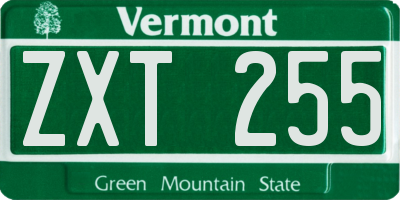 VT license plate ZXT255