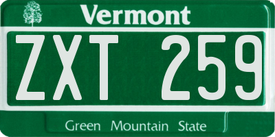 VT license plate ZXT259