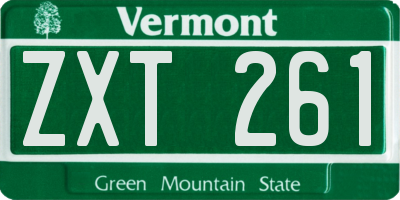 VT license plate ZXT261