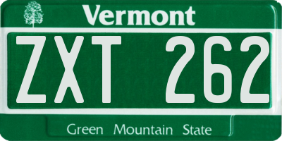 VT license plate ZXT262