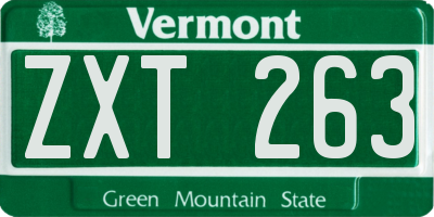 VT license plate ZXT263