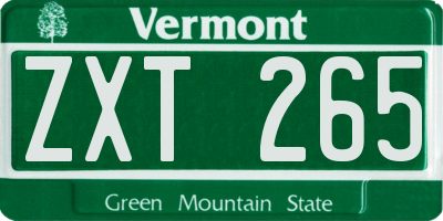 VT license plate ZXT265