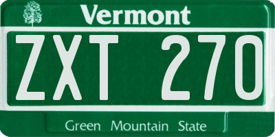 VT license plate ZXT270