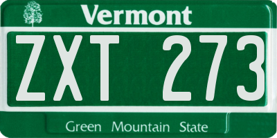 VT license plate ZXT273
