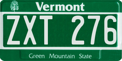 VT license plate ZXT276