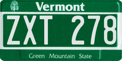 VT license plate ZXT278