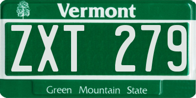 VT license plate ZXT279