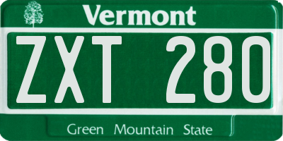 VT license plate ZXT280