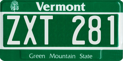VT license plate ZXT281