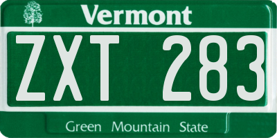 VT license plate ZXT283
