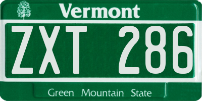 VT license plate ZXT286