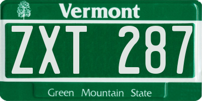 VT license plate ZXT287