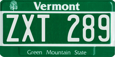VT license plate ZXT289