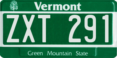 VT license plate ZXT291