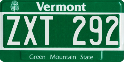 VT license plate ZXT292