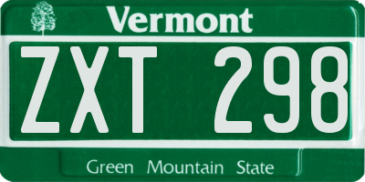 VT license plate ZXT298