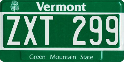 VT license plate ZXT299