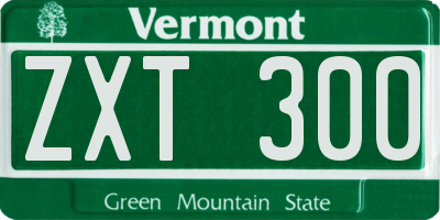 VT license plate ZXT300