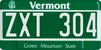 VT license plate ZXT304