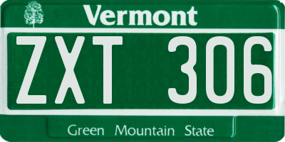 VT license plate ZXT306