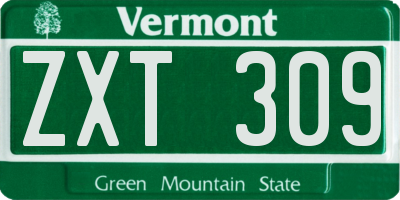 VT license plate ZXT309