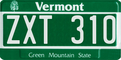 VT license plate ZXT310
