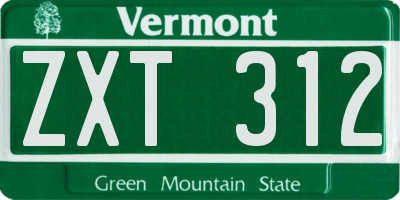 VT license plate ZXT312