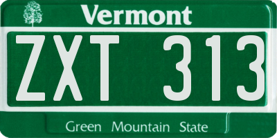 VT license plate ZXT313