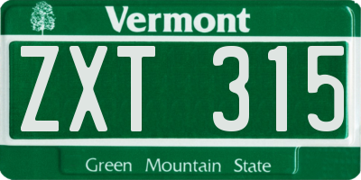 VT license plate ZXT315