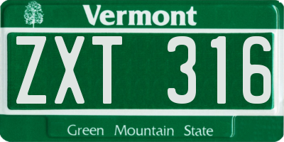 VT license plate ZXT316