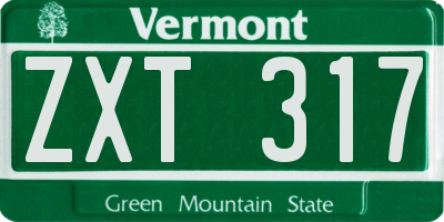 VT license plate ZXT317