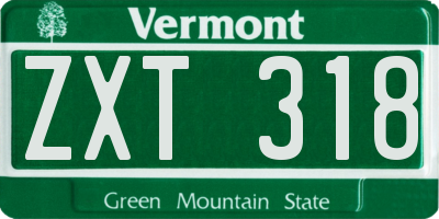 VT license plate ZXT318