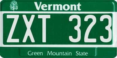 VT license plate ZXT323
