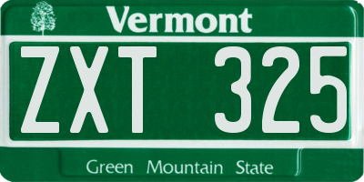 VT license plate ZXT325