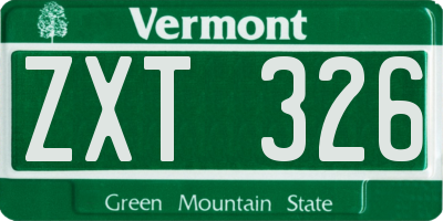 VT license plate ZXT326