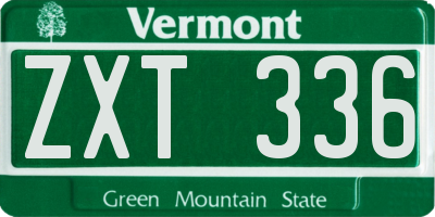 VT license plate ZXT336