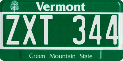 VT license plate ZXT344