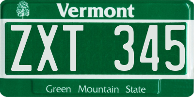 VT license plate ZXT345