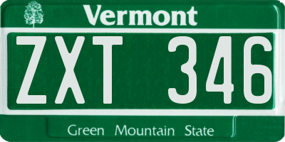 VT license plate ZXT346