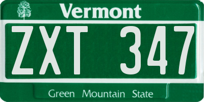 VT license plate ZXT347