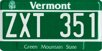 VT license plate ZXT351