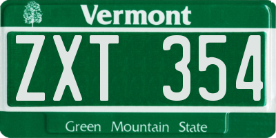 VT license plate ZXT354