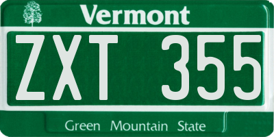 VT license plate ZXT355