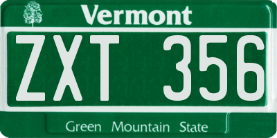 VT license plate ZXT356