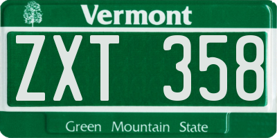 VT license plate ZXT358