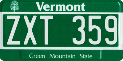 VT license plate ZXT359